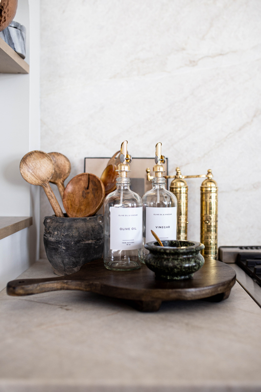 Glass Dispenser Clear Olive Oil & Vinegar Refillable Bottles