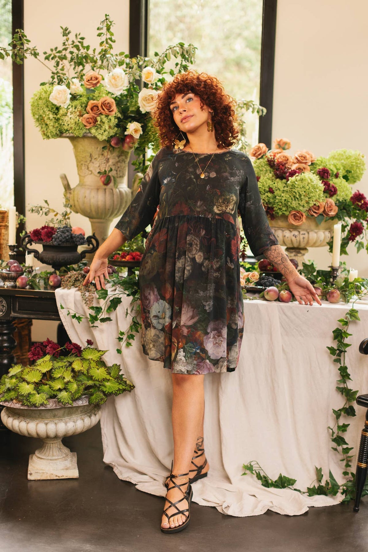 Flight of Fancy Artist Dress Tunic w/ Pockets & Hummingbirds