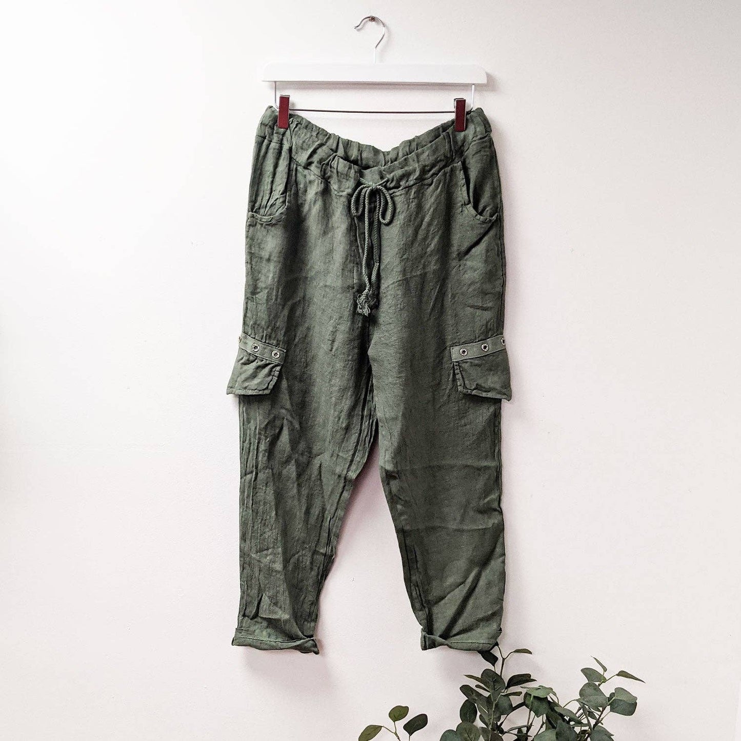 Handpainted Fish on Linen trousers (italy)