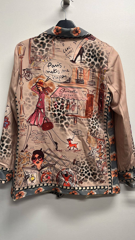 One Size Italian Parisian Chic Print Blazer