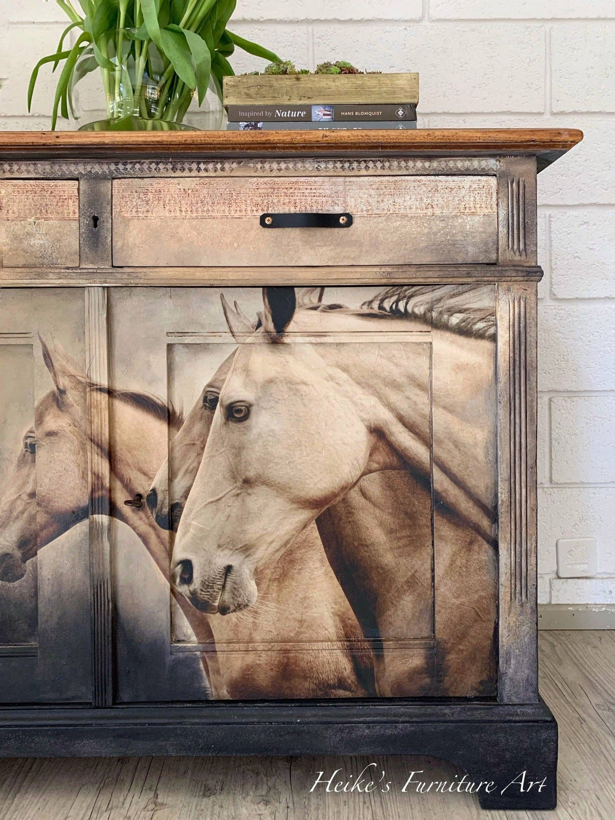 Sepia Horses REVERSED Mint Decoupage Paper