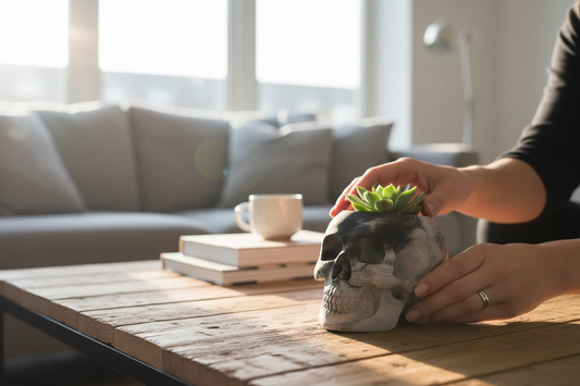 Concrete Skull Planter