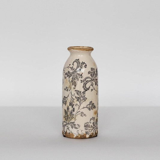 Tall Ceramic Vase With Floral Design