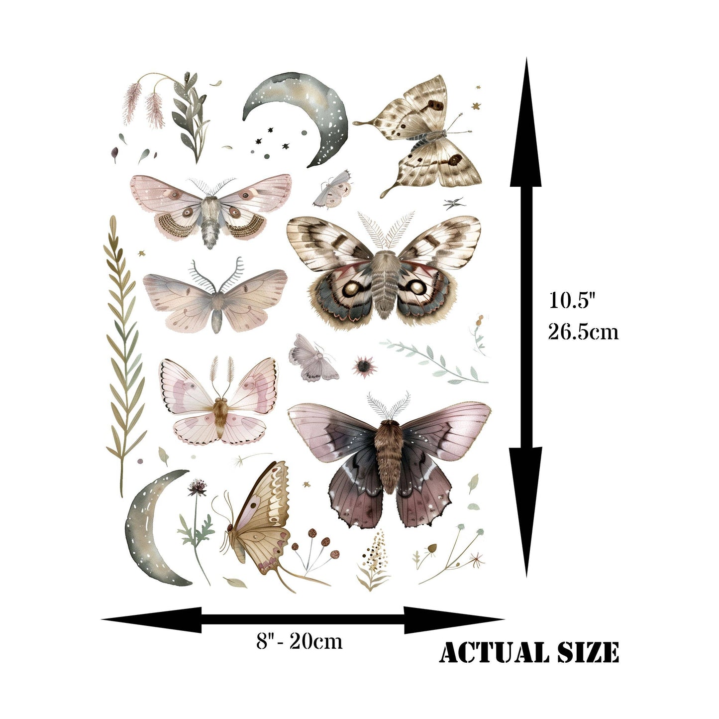 Moths n Moons Decoupage Rice Paper - A4 - 6pc – Crafts