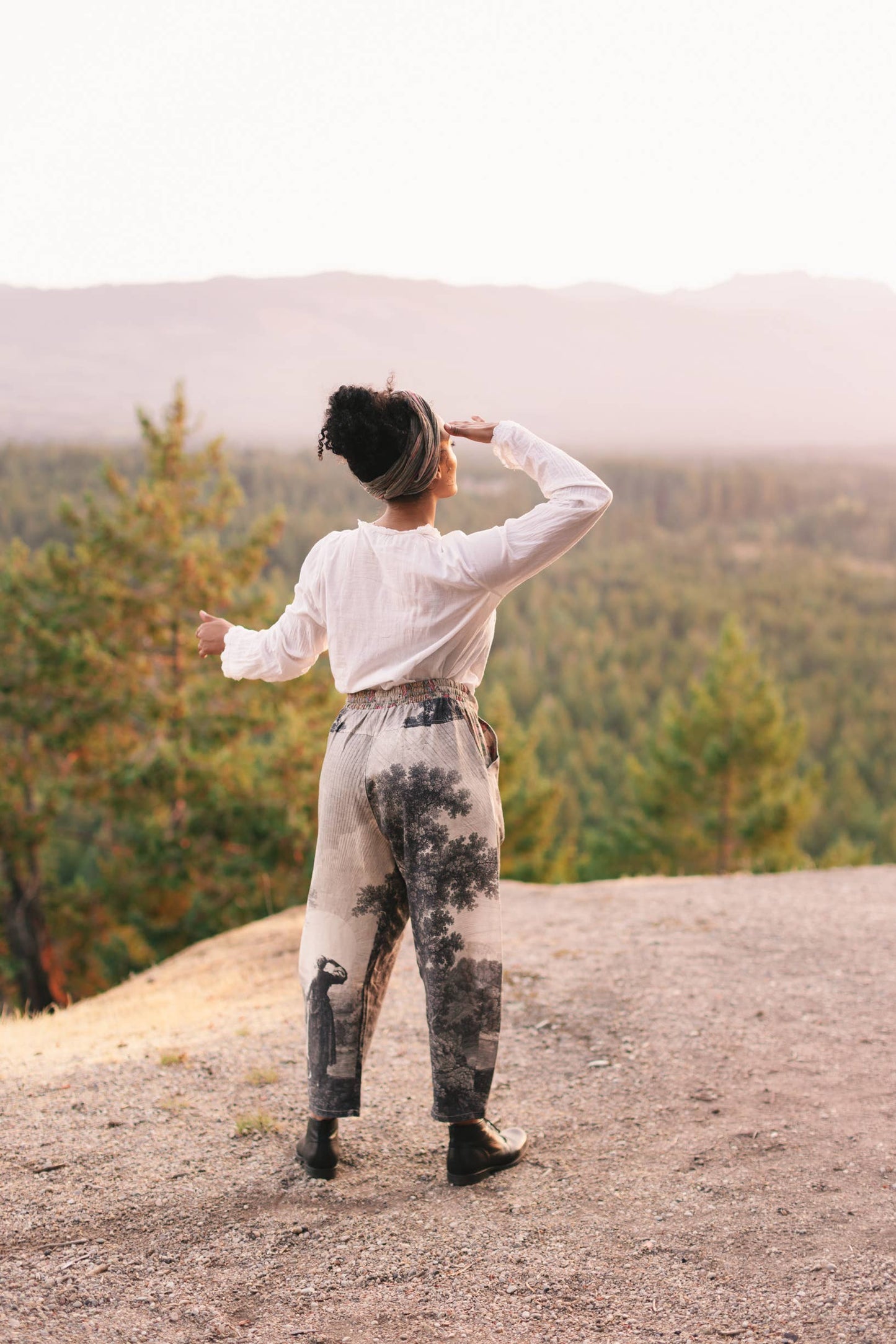 Still I Rise Linen Cropped Artist Pant w/ Sunrise, Woman