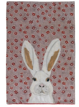 Cotton & Linen Printed Tea Towel w/ Pattern & Animal Image