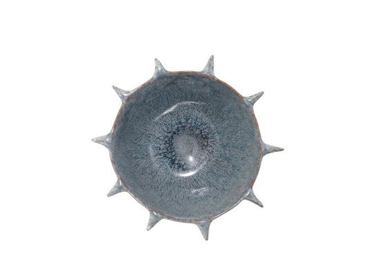 Stoneware Urchin Shaped Bowl with Spikes – Reactive Glaze