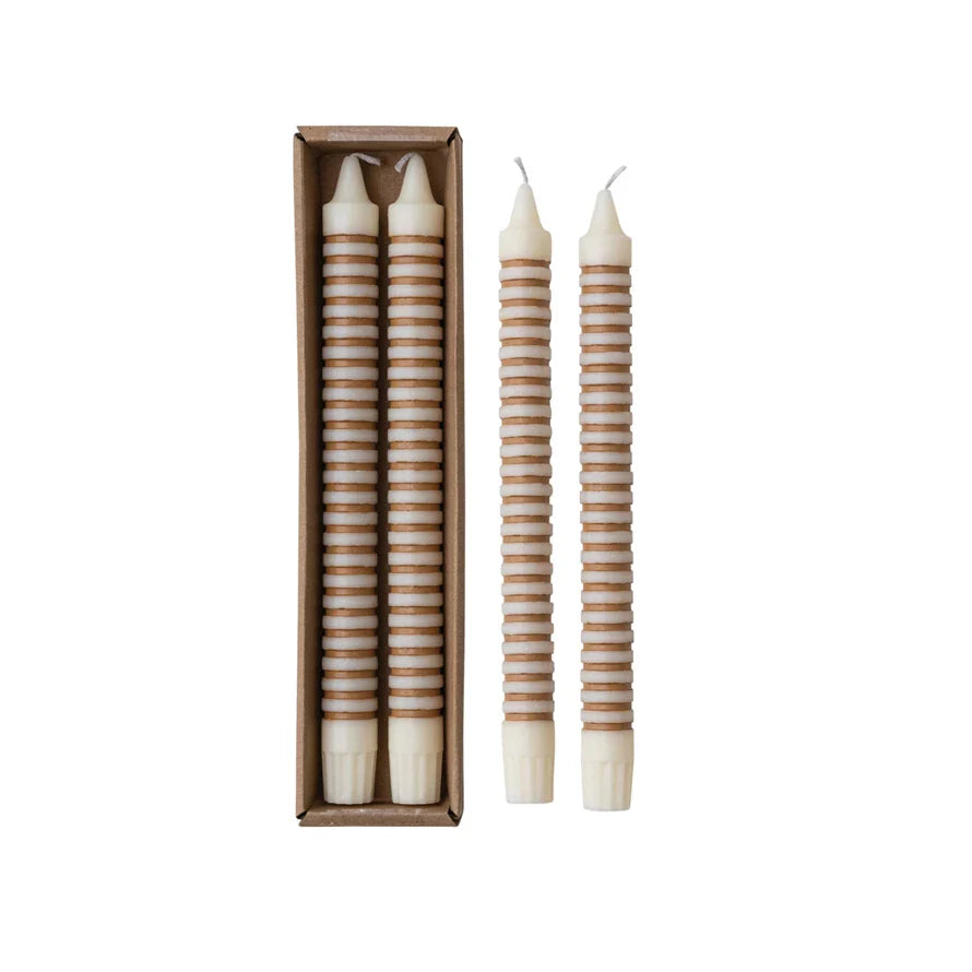 Striped Taper Candles Set of 2