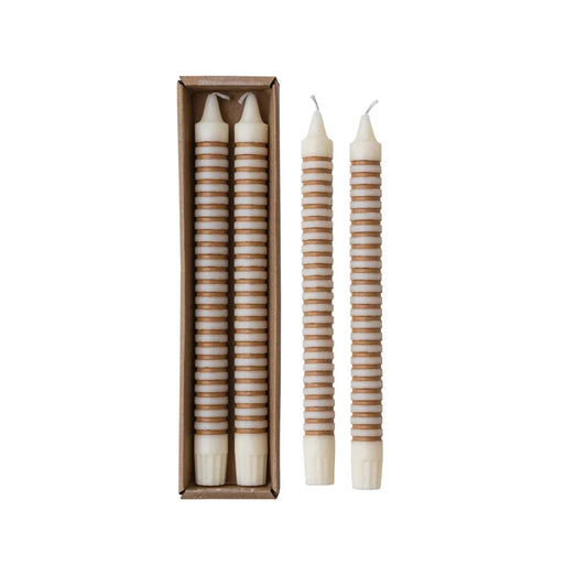 Striped Taper Candles Set of 2
