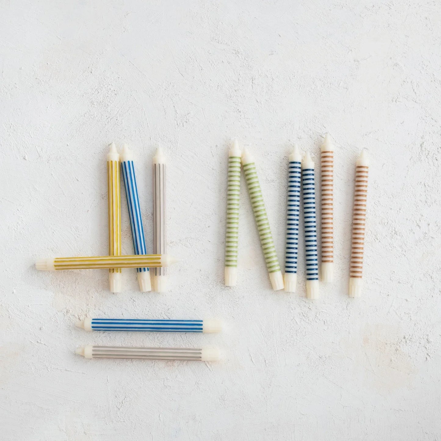 Striped Taper Candles Set of 2