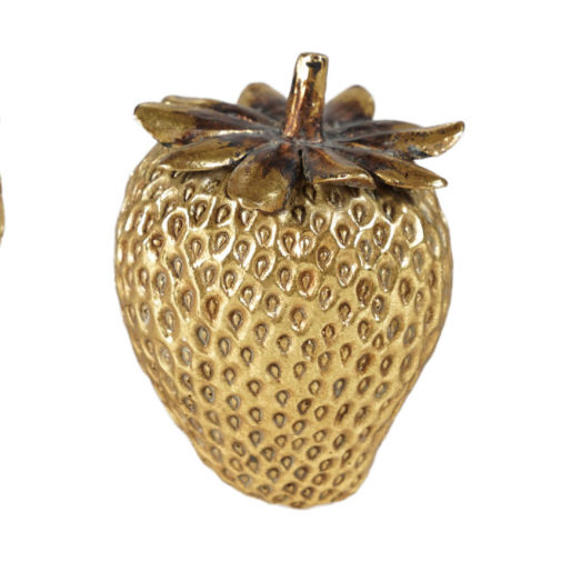 Gold, resin strawberries.