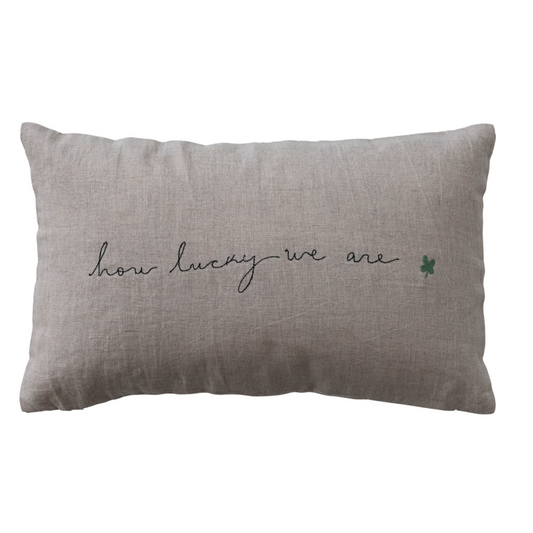 Linen "lucky" lumbar pillow