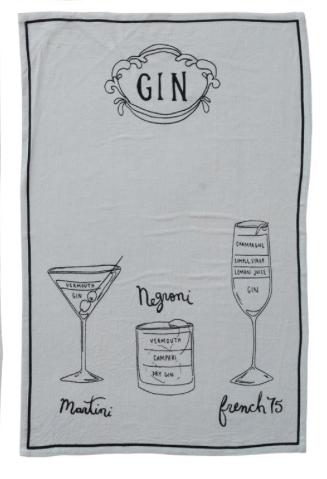 Linen blend cocktail recipe tea towel.