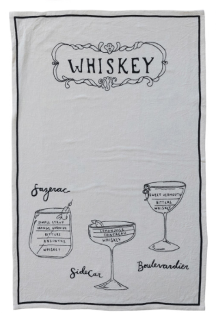 Linen blend cocktail recipe tea towel.
