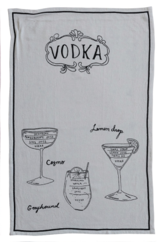 Linen blend cocktail recipe tea towel.