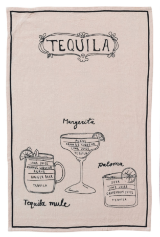 Linen blend cocktail recipe tea towel.