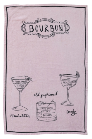 Linen blend cocktail recipe tea towel.