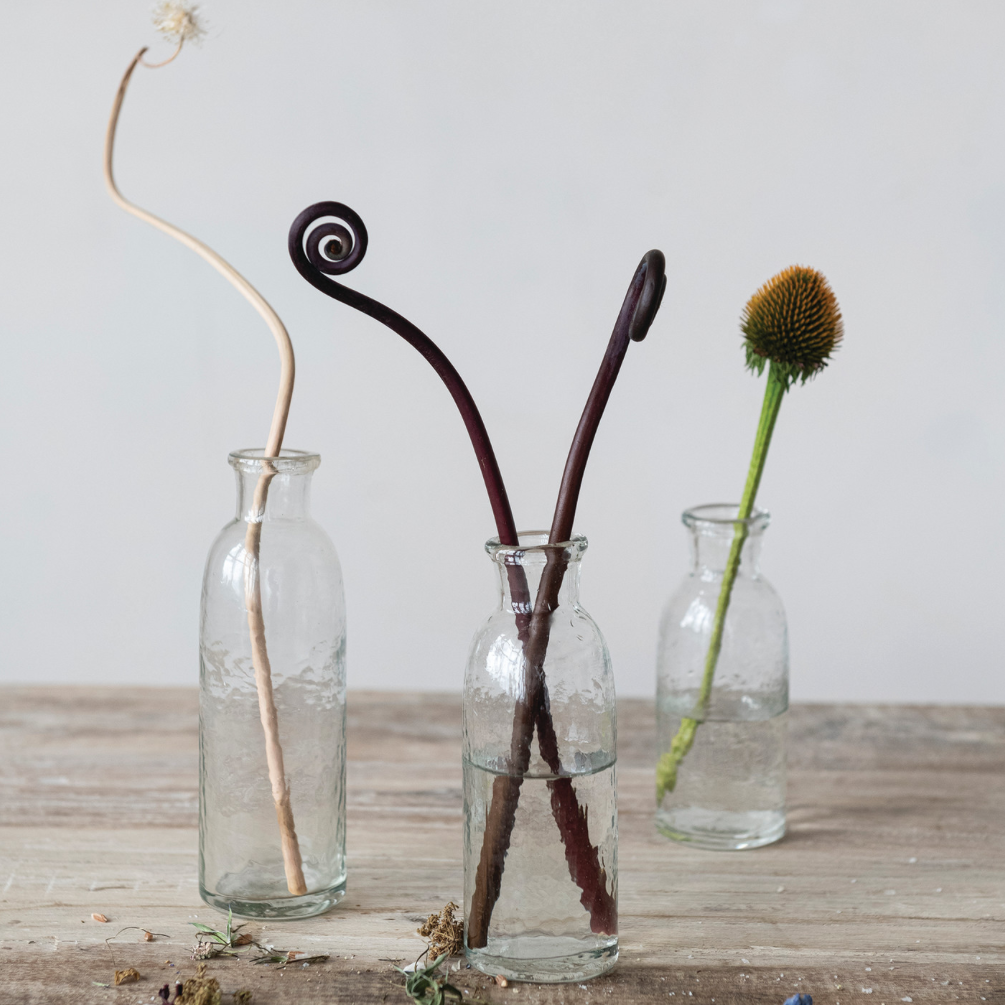 Hand-Blown Glass Bottle Vases - Set of 3