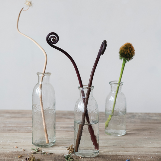 Hand-Blown Glass Bottle Vases - Set of 3