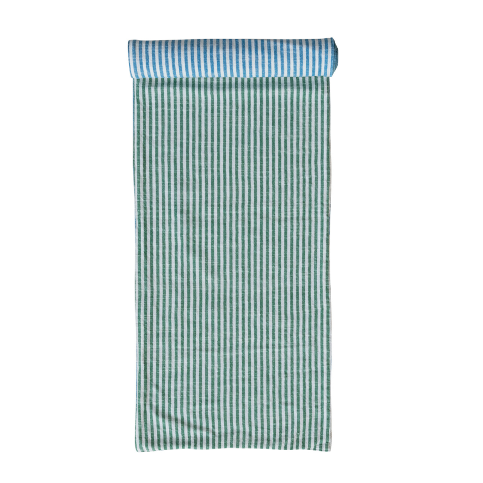 Woven Cotton Two-Sided Striped Table Runner