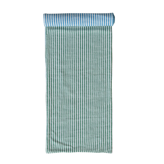 Woven Cotton Two-Sided Striped Table Runner