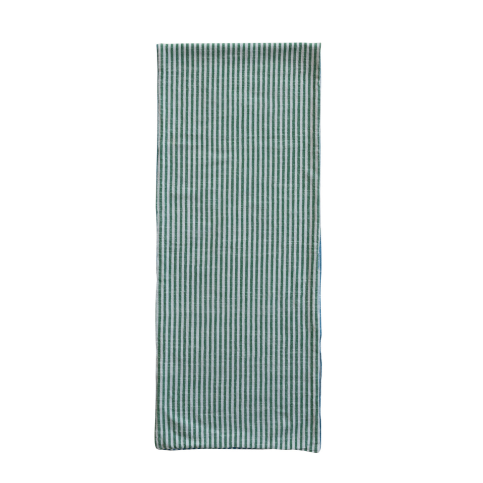Woven Cotton Two-Sided Striped Table Runner