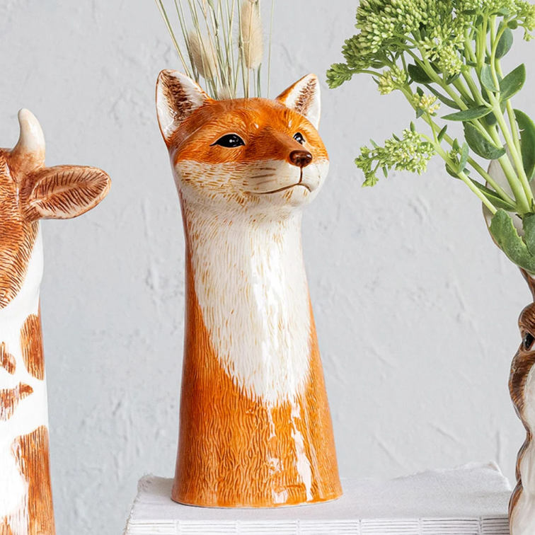 Stoneware Fox Vase