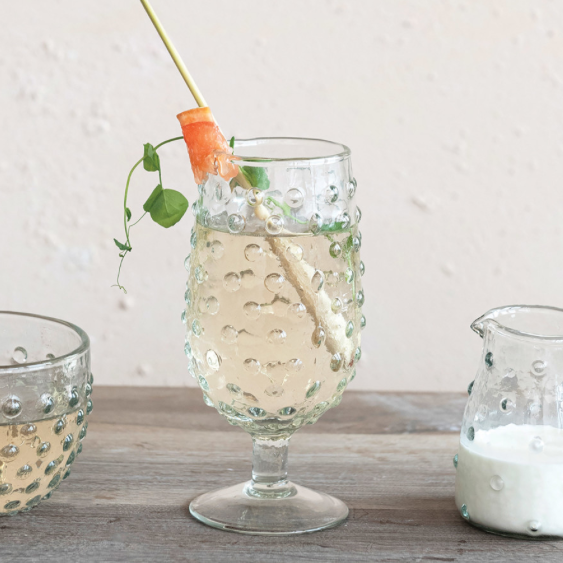 Recycled Glass Hobnail Stemmed Drinking Glass