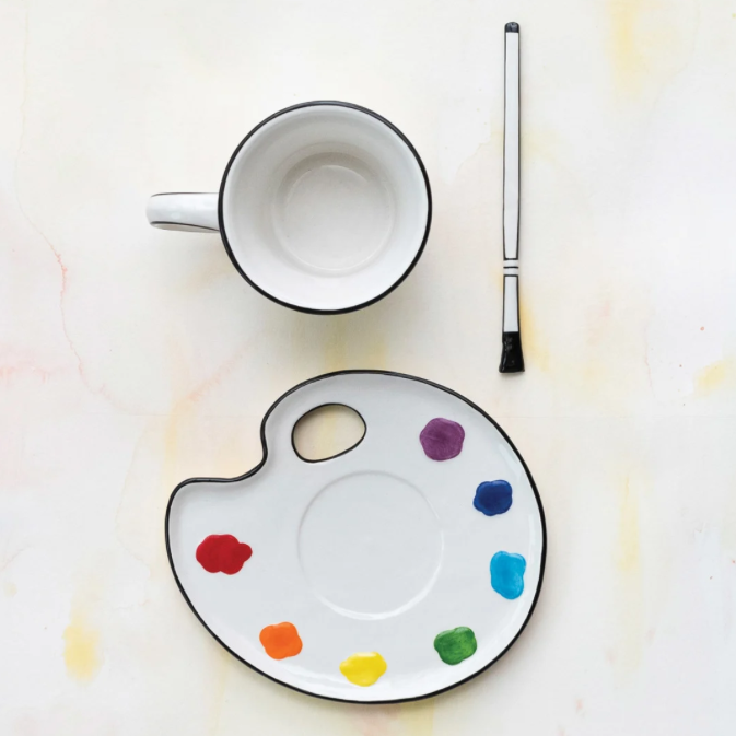Palette plate with Teacup Set