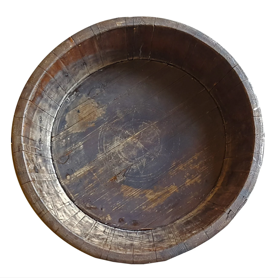 XL Antique Wooden Bowl (barrel bottom)