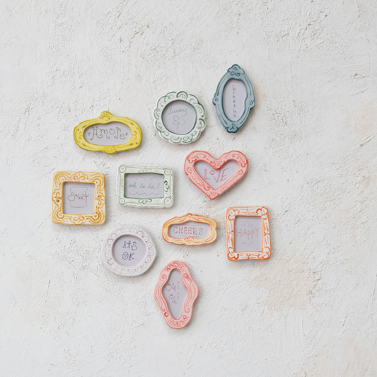 Hand-Painted Stoneware Mini Photo Frame Magnet