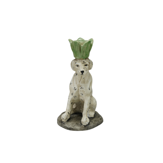 Painted Cast Iron Dog Taper Candle Holder – Distressed Finish