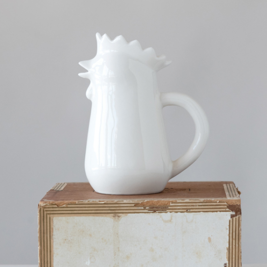 12 oz. Stoneware Chicken Shaped Creamer – White