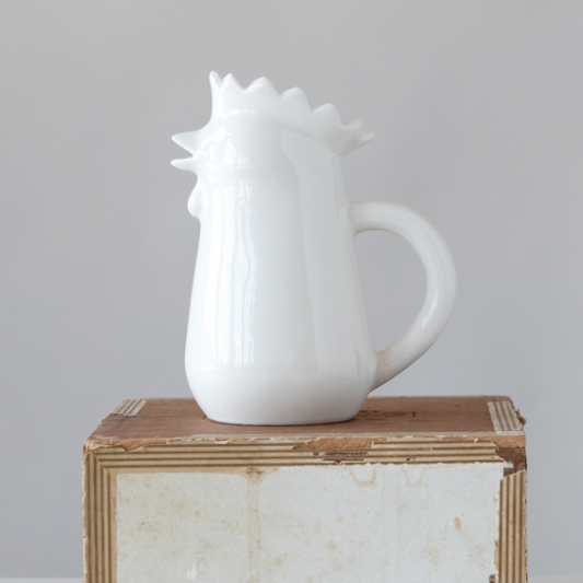 12 oz. Stoneware Chicken Shaped Creamer – White