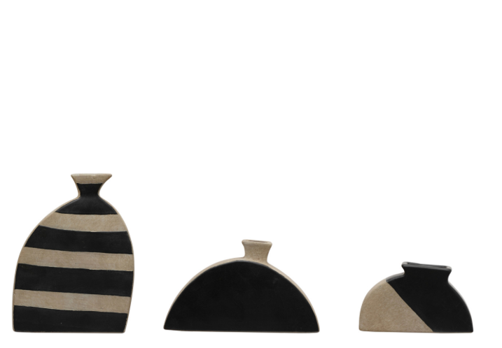Terra-cotta Vases – Natural & Black, Set of 3
