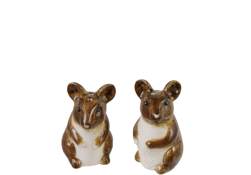Hand-Painted Stoneware Mouse Salt & Pepper Shakers