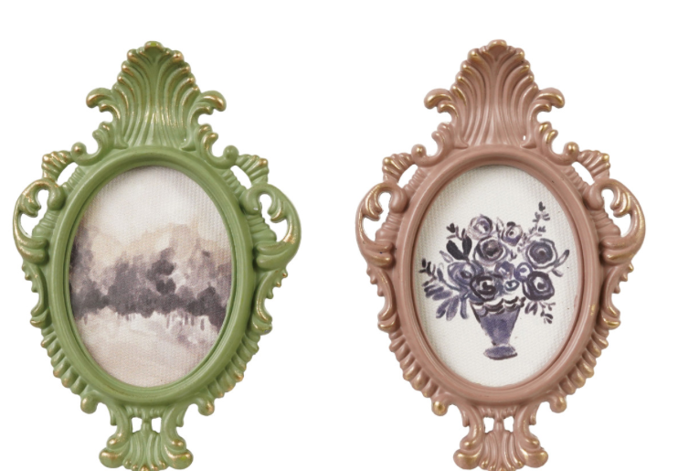 Pewter Framed Glass Photo Frame – Green & Rose (DG2830A)