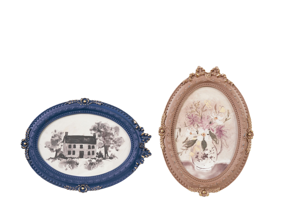 Pewter Framed Glass Photo Frame – Navy & Rose