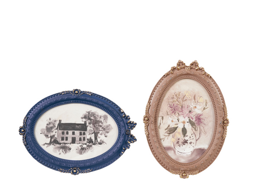 Pewter Framed Glass Photo Frame – Navy & Rose