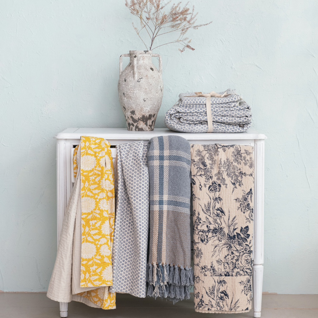 Cotton Chambray Printed Throw