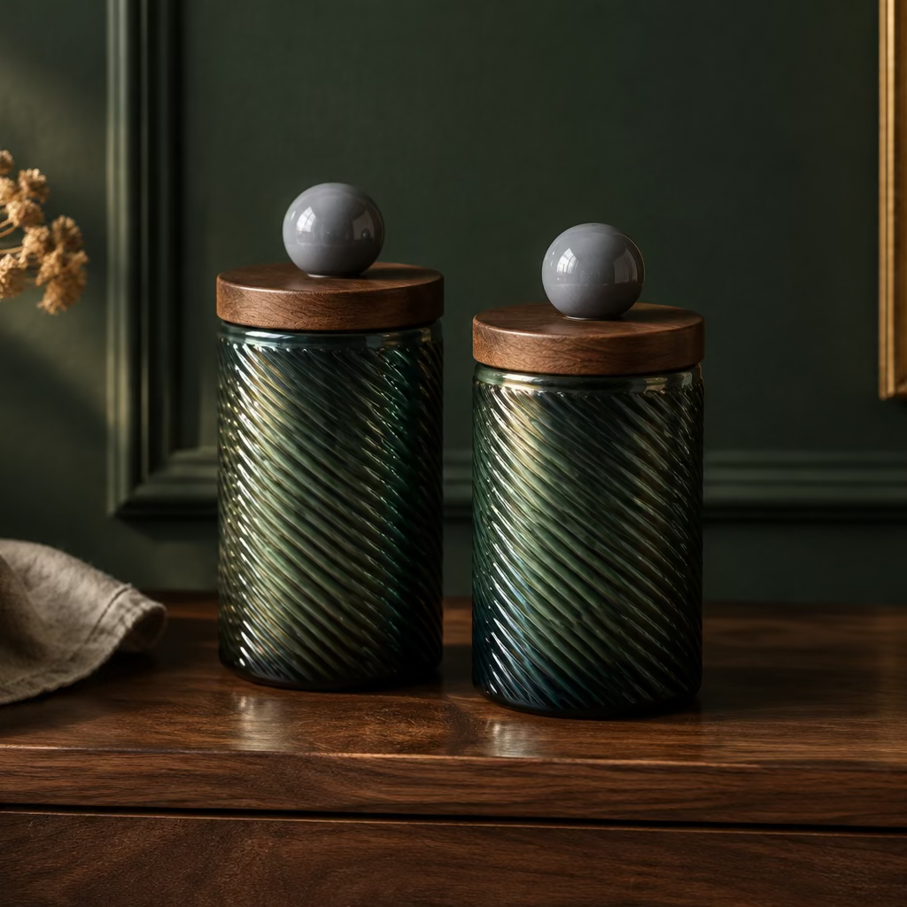 Vintage Glass Match Jars (with matches)