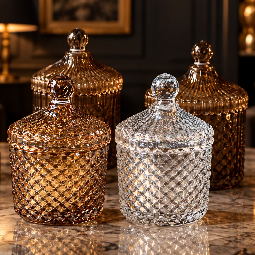 Vintage Glass Match Jars (with matches)
