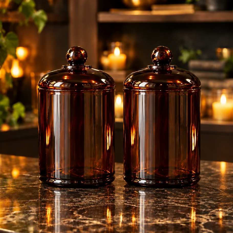 Vintage Glass Match Jars (with matches)