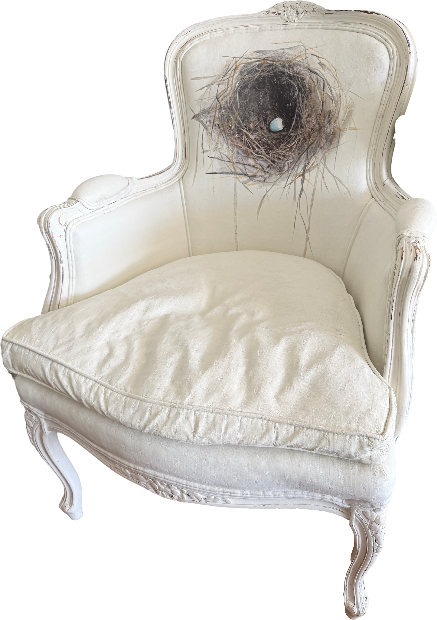 Nesting Chair — Original Mixed Media Art on Antique French Bergère