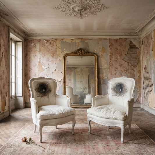 Nesting Chair — Original Mixed Media Art on Antique French Bergère