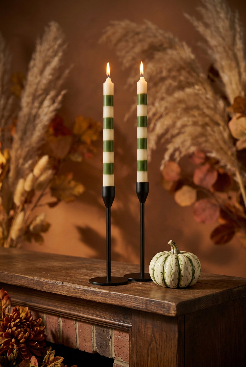S/2 Unscented Taper Candles in Box, Green