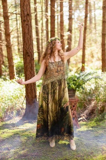 The Dawning Bohéme Long Maxi Slip Dress w/ Ophelia & Fawns