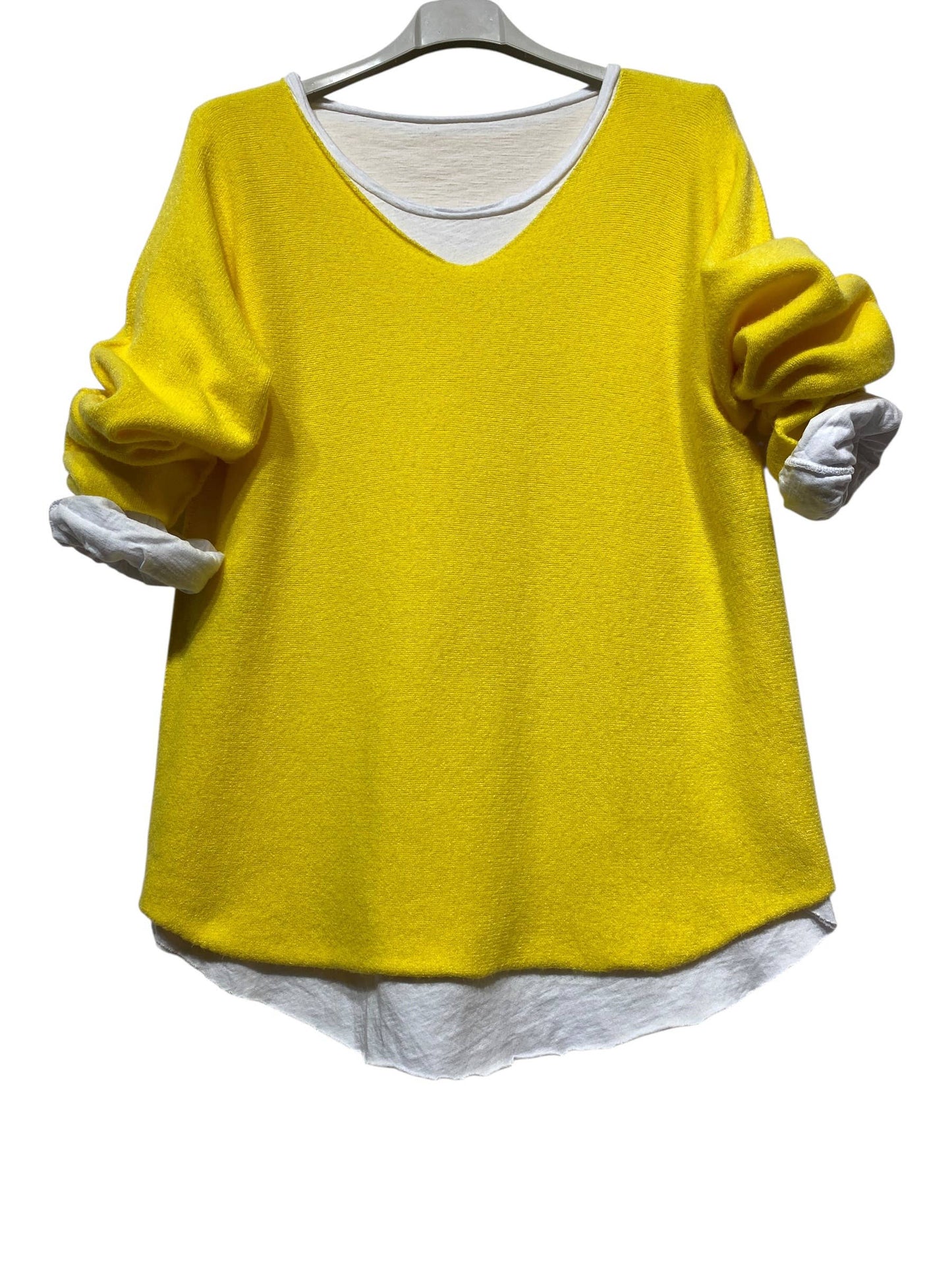 SWEATER, DOUBLE PIECES MADE IN ITALY: JAUNE
