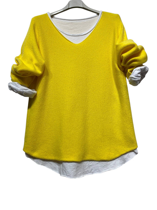 SWEATER, DOUBLE PIECES MADE IN ITALY: JAUNE