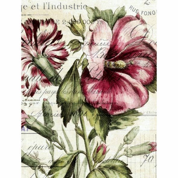 Botanical Theme Decoupage Rice Paper - A4 - 6pc - for Crafts